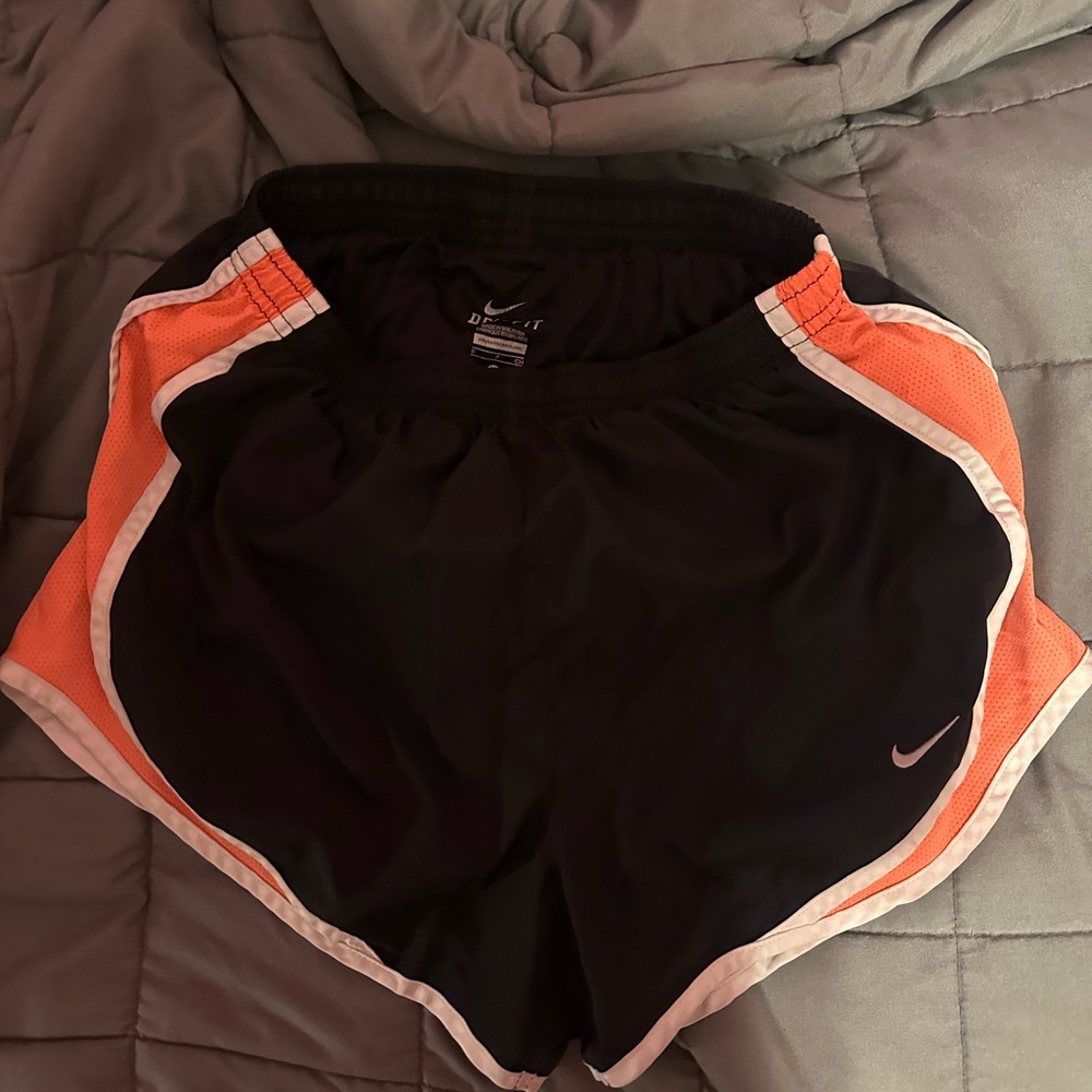 Nike Women's Black and Orange Athletic Shorts